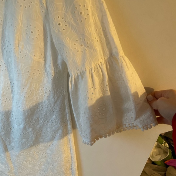 Jessica Howard Eyelet Dress 100% Cotton Bell-Sleeve Size 6 - Picture 2 of 6